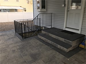 nicolock lilac new color paver groutless basement steps metal railing with door gate 2 steps xl stoneridge bullnose brick pavers